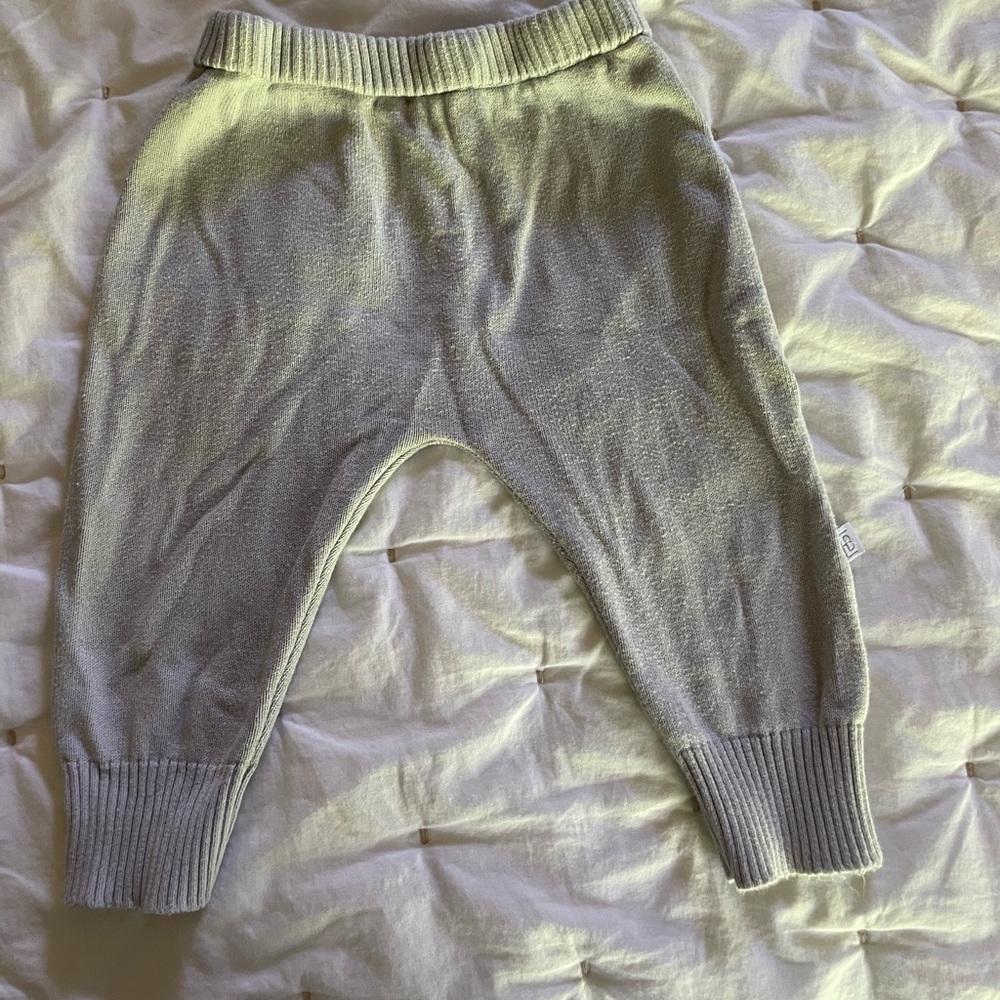 Elegant Baby blue fine knit cotton pant, GUC